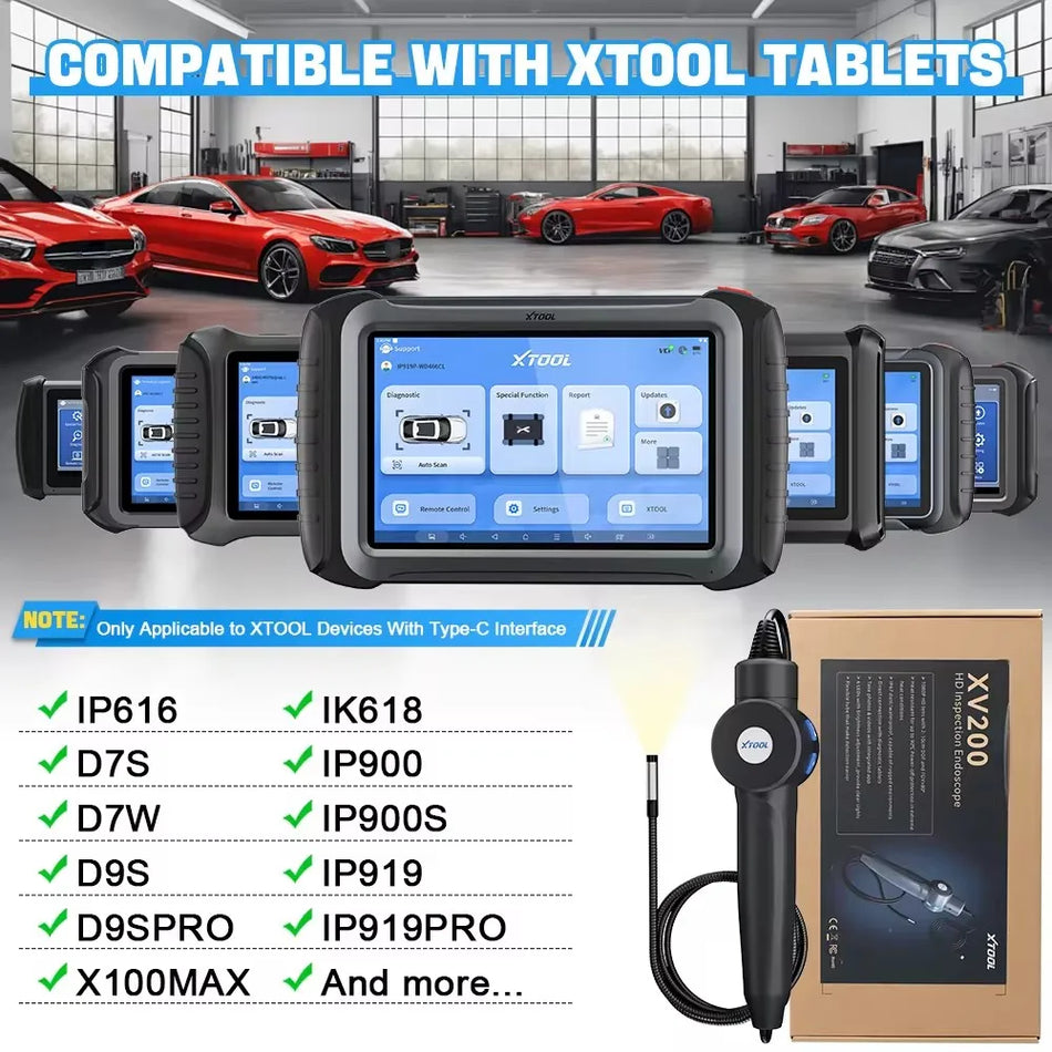 XTOOL XV200 Endoskopinė kamera, 8 LED, 8.5mm HD patikra automobilių diagnostikai