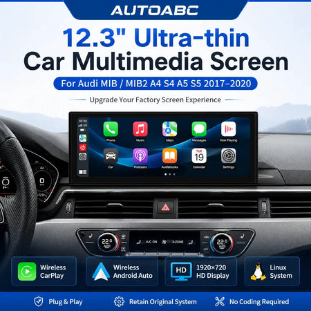 12.3" Multimedia Ultra-thin TouchScreen Wireless CarPlay Android For Audi With MIB/MIB2 System A4 S4 A5 S5 2017-2020 With BT GPS by InterCyprus Trading Ltd