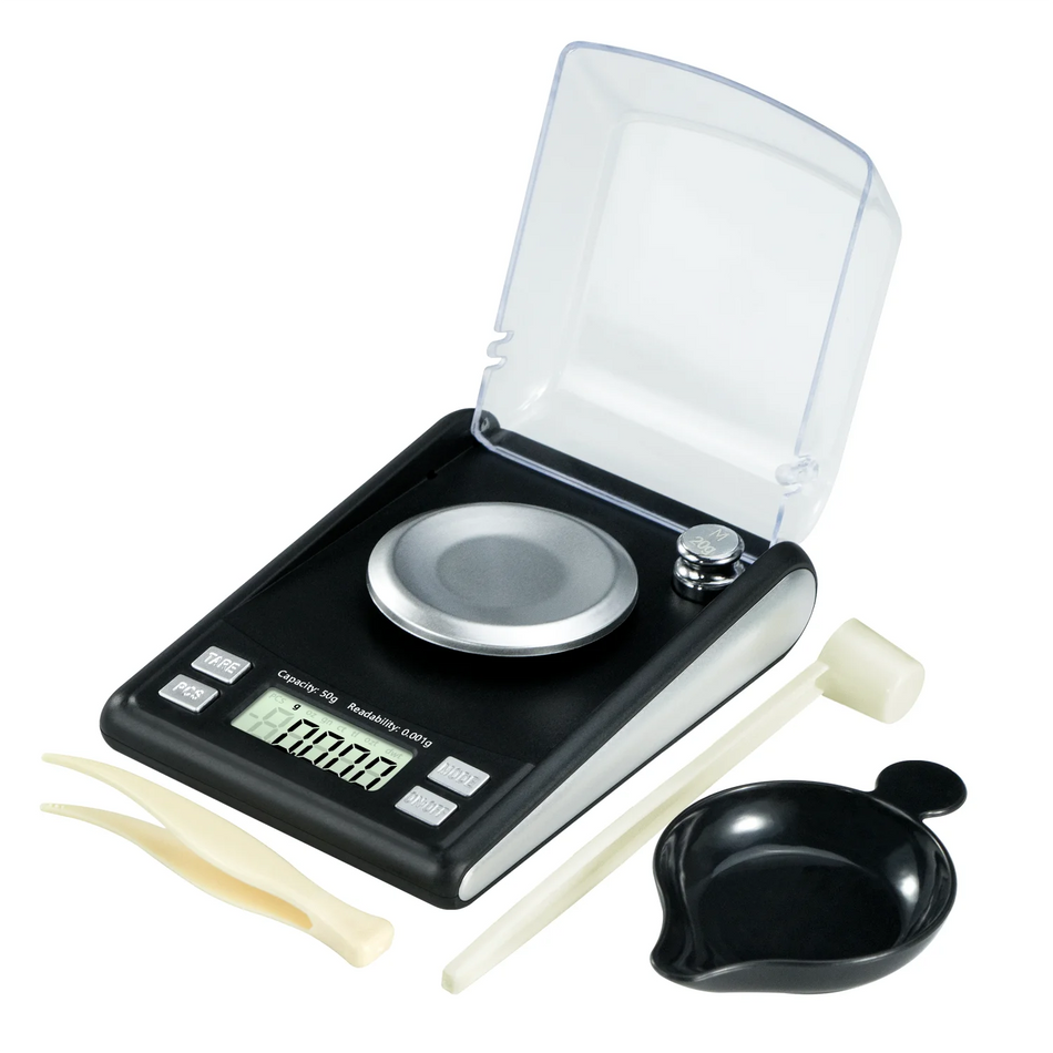 Milligrammwaage 50 g, 0,001 g Präzision, Pulver-Mikrowaage mit Batterie