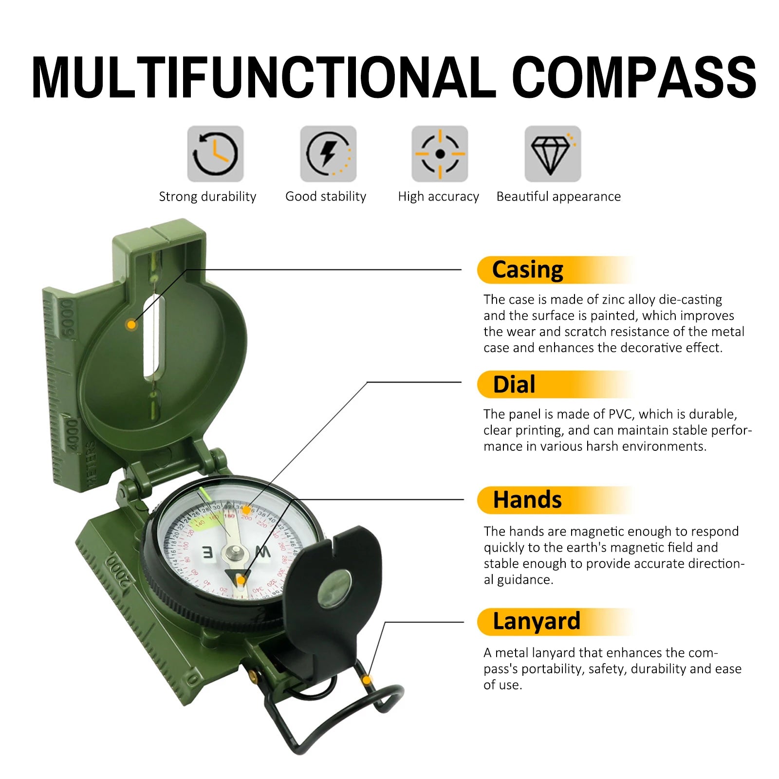 Outdoor Multifunctional Compass &ndash; Foldable, Portable