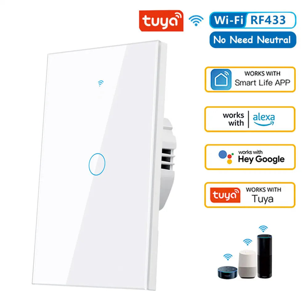 Tuya US WiFi Smart Wall Switch - Alexa &amp; Google Home Compatible White 1 Gang