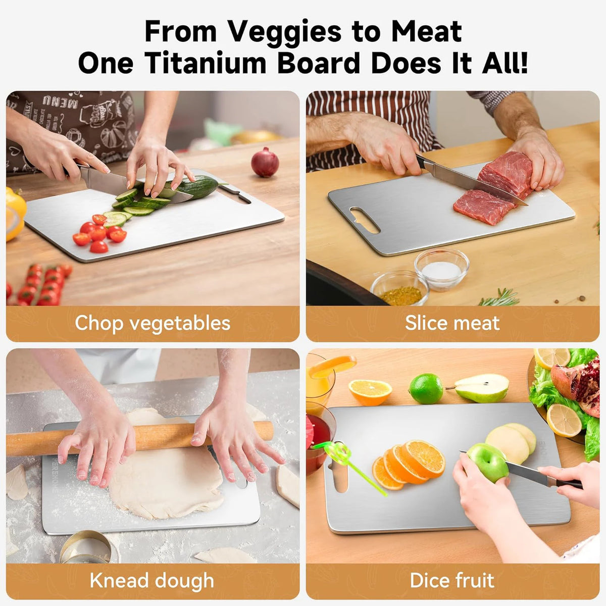 Pure Large Double Sided Titanium Cutting Board &ndash; Food Grade