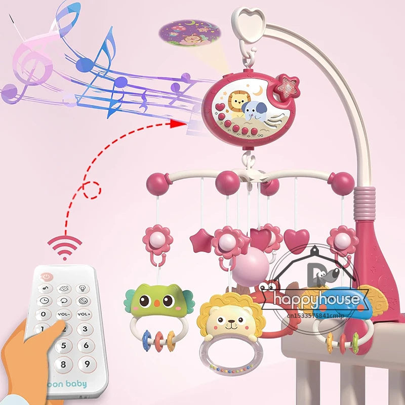 Musical Crib Mobile with Lights &amp; Music stars-Pink