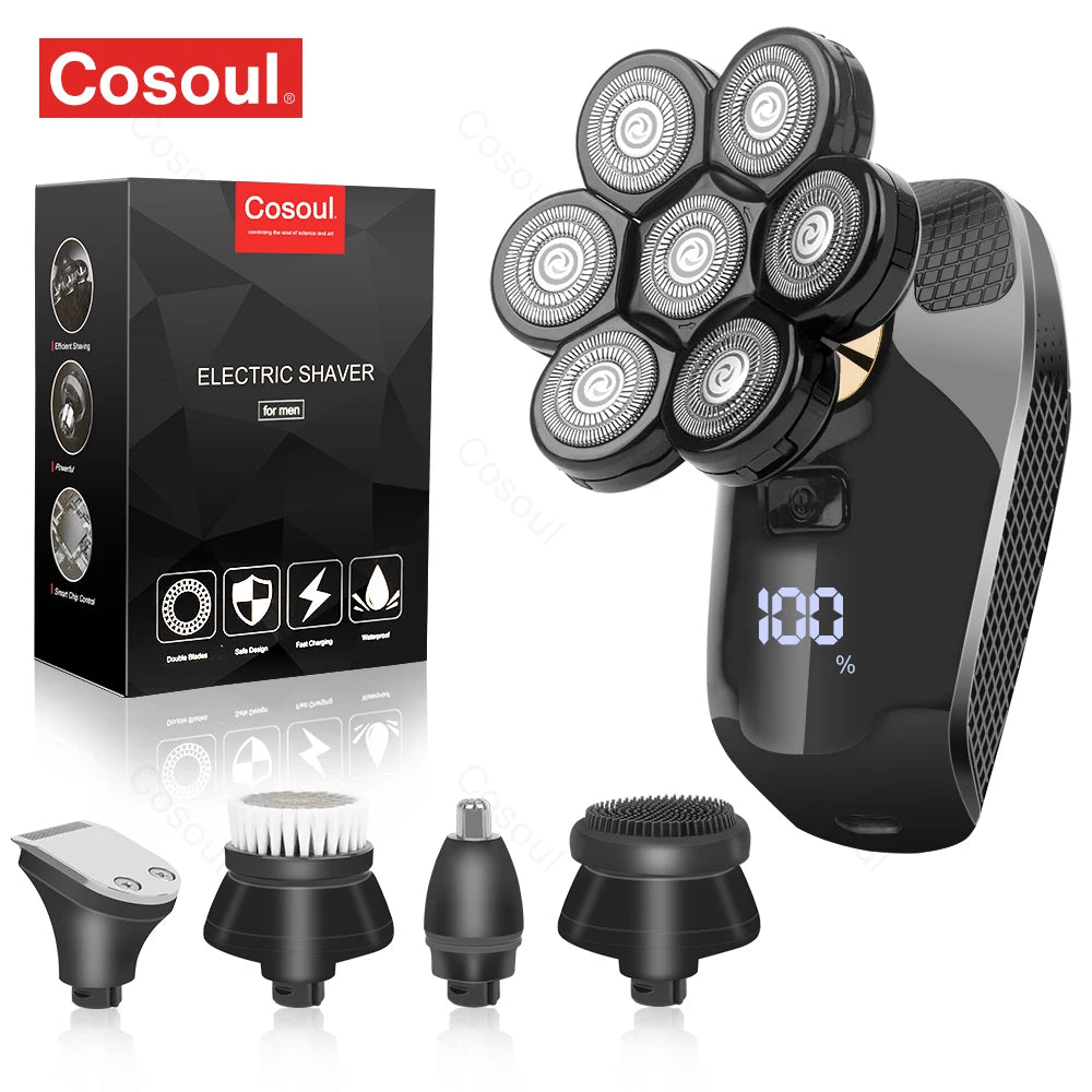COSOUL V8 Electric Shaver for Men - Powerful 7D Rotary Head Razor 5 in 1