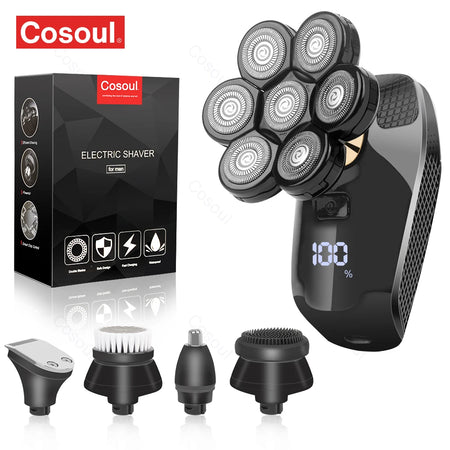 COSOUL V8 Electric Shaver for Men - Powerful 7D Rotary Head Razor 5 in 1