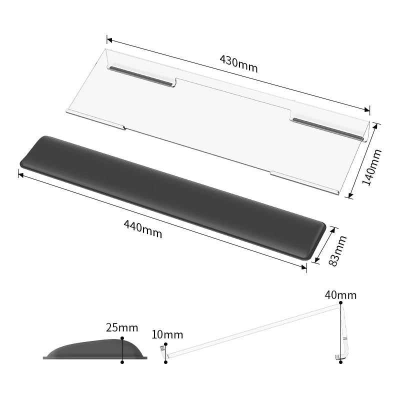 KWRS01 Acrylic Tilted Keyboard Holder &ndash; Ergonomic Rest Clear and black / CHINA