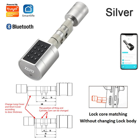 Tuya Smart Fingerprint Lock Silver / Suitable 35-100mm
