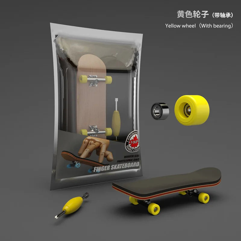 Professional Maple Finger Skateboard &ndash; With Bearings Yellow