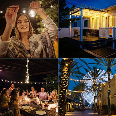 110V/220V LED Outdoor String Lights - G40 Festoon Fairy Patio Lights for Weddings, Gardens, Parties &amp; More