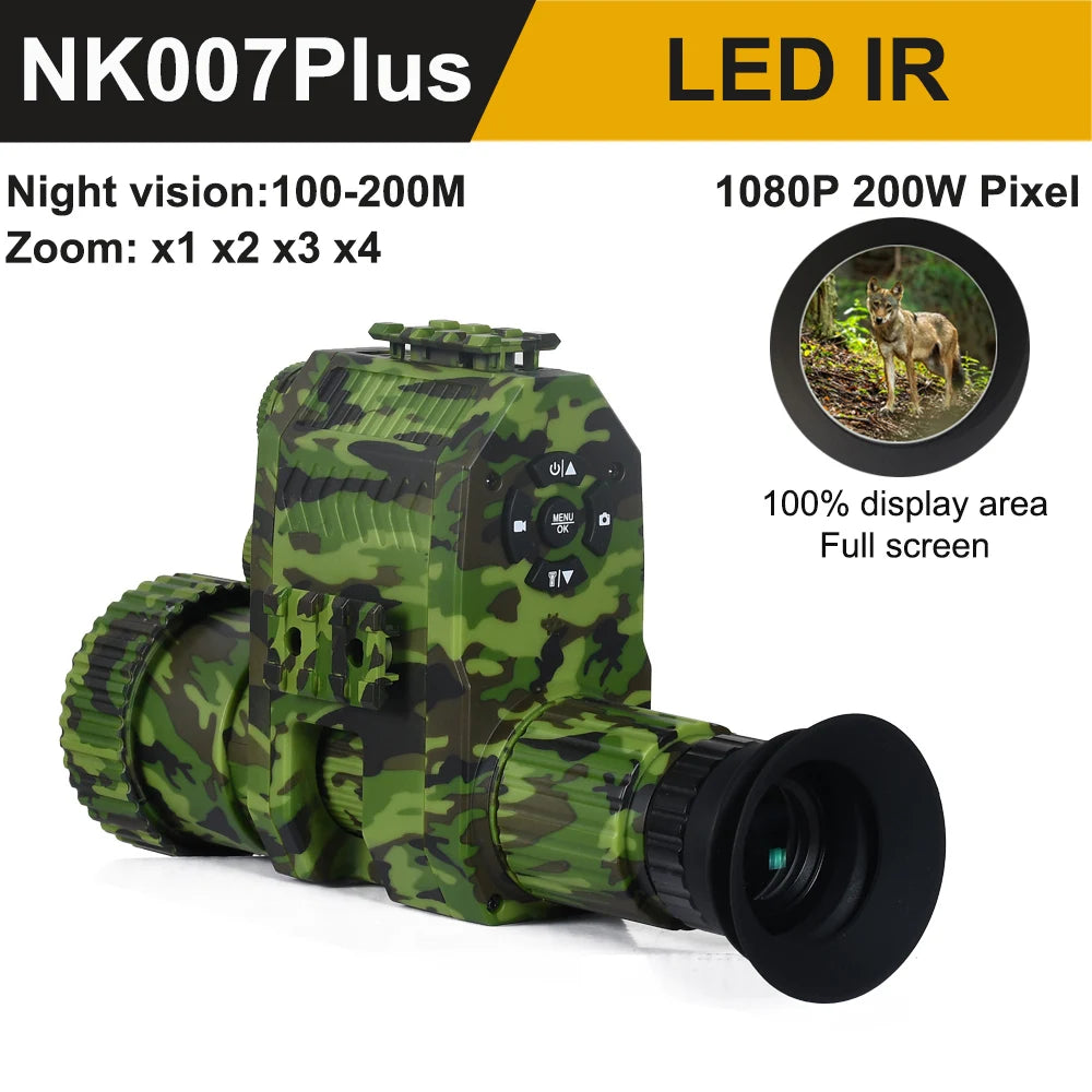 Megaorei Digital Night Vision Scope Monocular 200-400M Travel Infrared Camera Support Photo Video Recording Multiple Language NK007Plus LED IR C