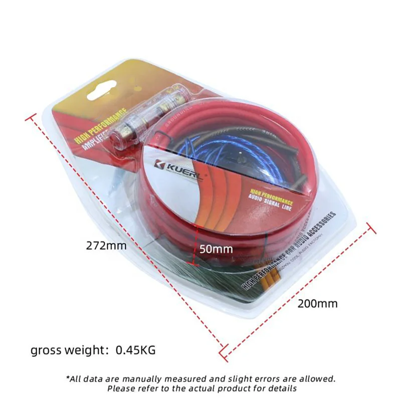 Kit de cableado de audio para automóvil 1200W, cable de amplificador de potencia 10GA con fusible de 60A