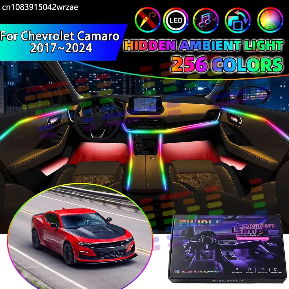 For Chevrolet Camaro 2017~2024 MK6 6th 2018 RGB Car Interior Ambient Lights Strips Breathing Lighting Kit App Control LED strips by InterCyprus Trading Ltd