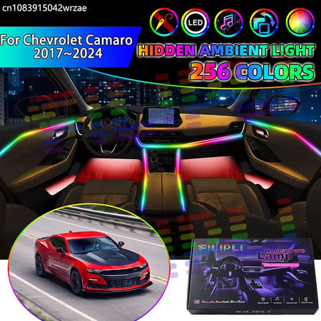 For Chevrolet Camaro 2017~2024 MK6 6th 2018 RGB Car Interior Ambient Lights Strips Breathing Lighting Kit App Control LED strips by InterCyprus Trading Ltd