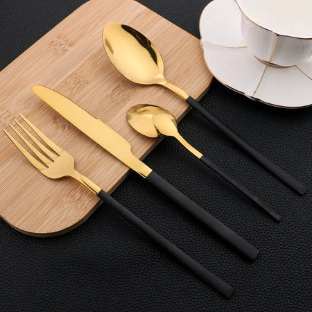 24Pcs Stainless Steel Cutlery Set &ndash; Eco-Friendly Dinnerware for Six