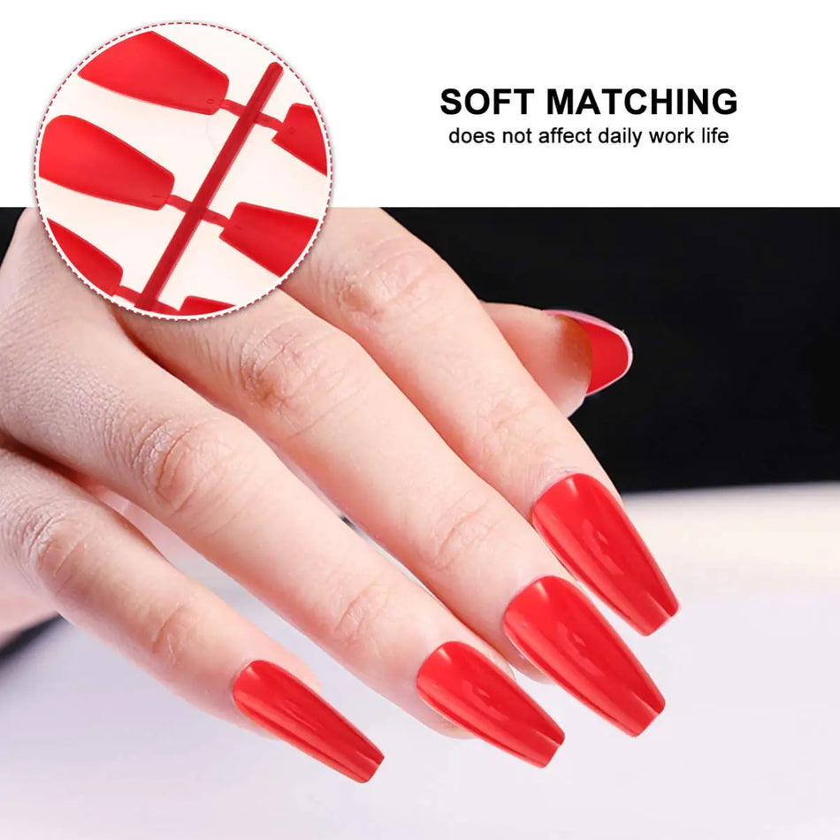 Yikoolin 24Pcs Press On Nails Coffin &ndash; Bright Color Mix