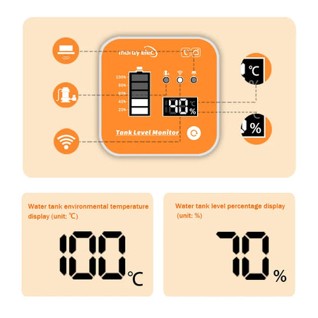 Solar Ultrasonic Water Level Sensor with Wireless LED Display and Temperature Alarm