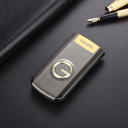 Metal Body Large Screen Flip Senior Phone &ndash; SOS Dial Black / with 16G flash card