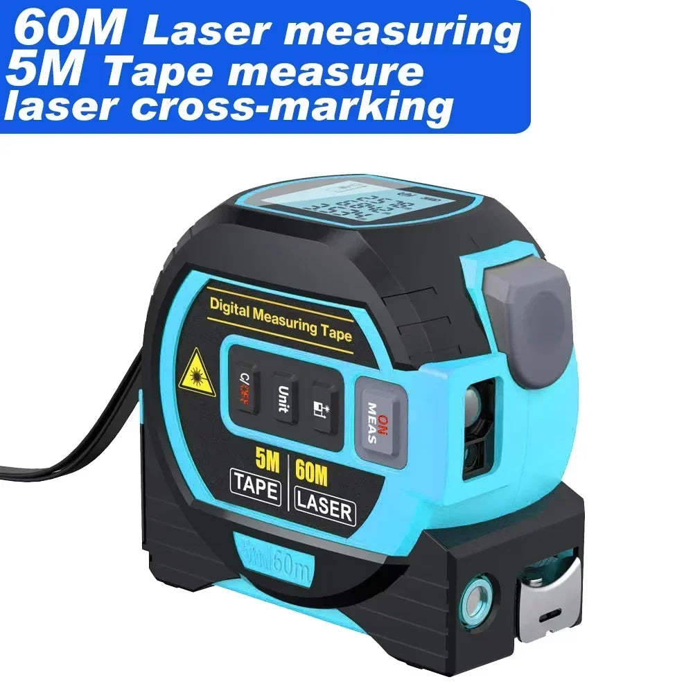 Laser Tape Measure 3 In 1 &ndash; Ultra Precise Rangefinder Blue 60m