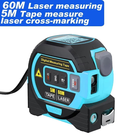 Laser Tape Measure 3 In 1 &ndash; Ultra Precise Rangefinder Blue 60m