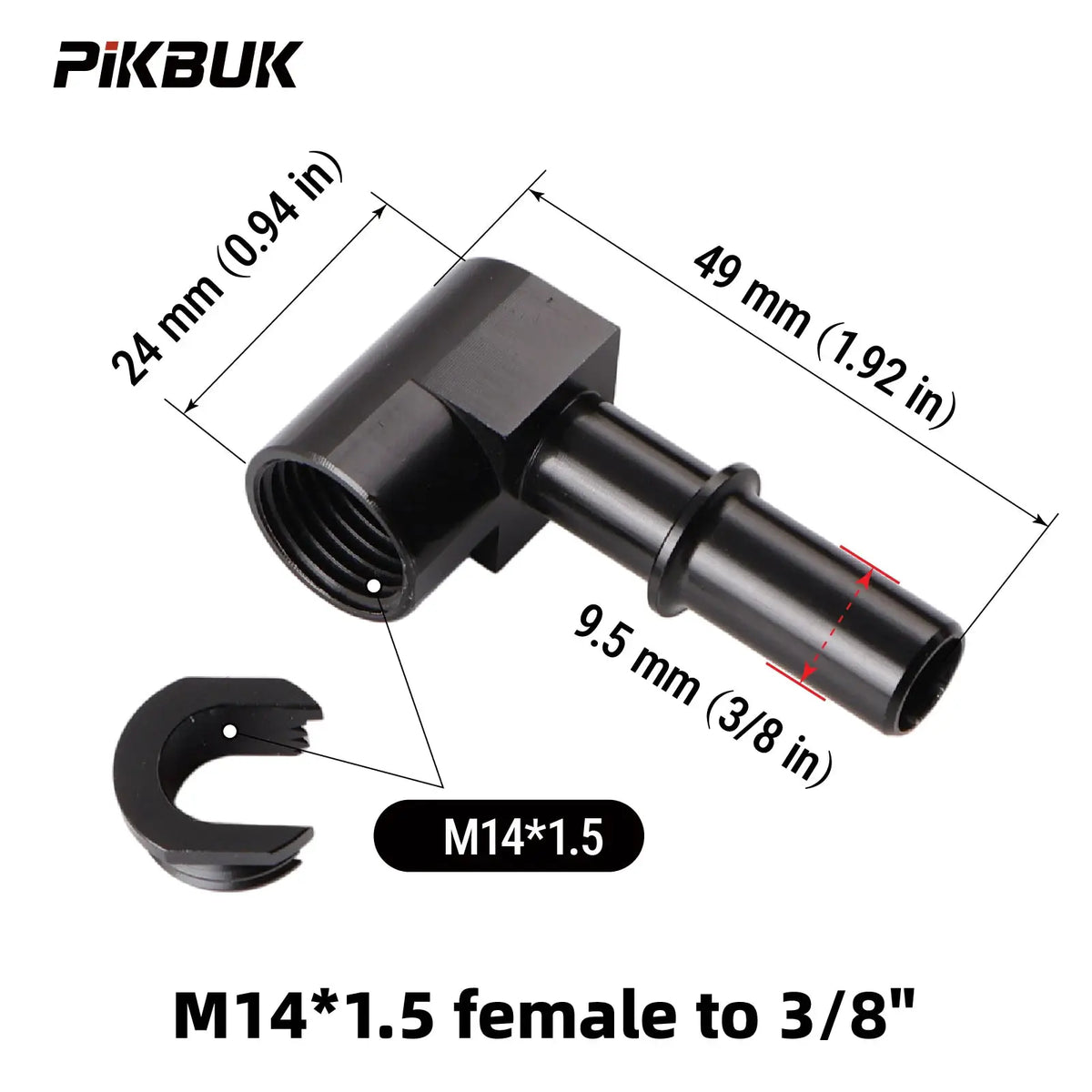 PIKBUK Aluminum Fuel Pump Fitting M14x1.5 Female to 5/16 3/8 For Walbro Pump Customization Available by InterCyprus Trading Ltd