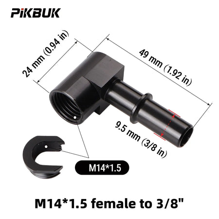 PIKBUK Aluminum Fuel Pump Fitting M14x1.5 Female to 5/16 3/8 For Walbro Pump Customization Available by InterCyprus Trading Ltd