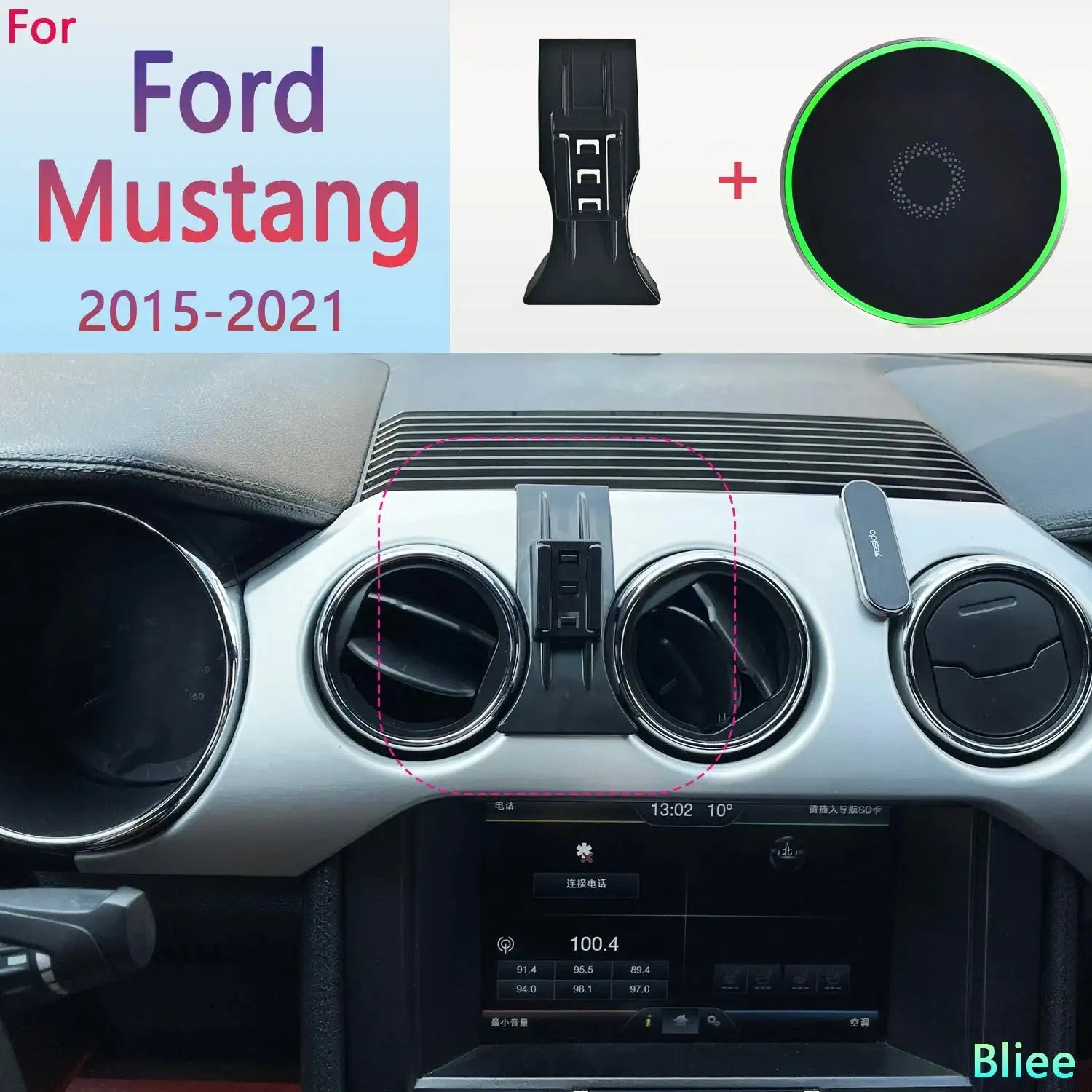 Ford Mustang Magnetic Car Phone Holder 15W Wireless Charger