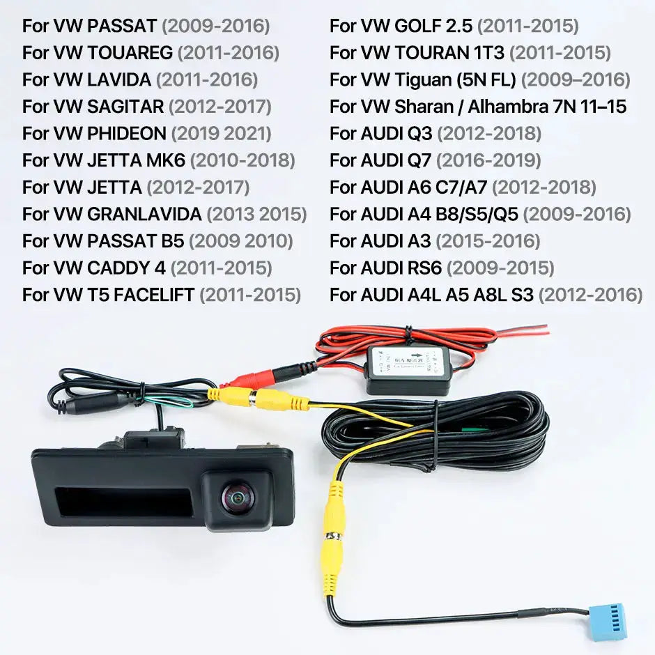 RCD330 Filter Relay CVBS/AHD 720P Car Trunk Handle Rear Camera For VW Golf Passat B7 B6 Tiguan Jetta MK6 Audi A3 A4 A5 Q5 A6 B6 by InterCyprus Trading Ltd