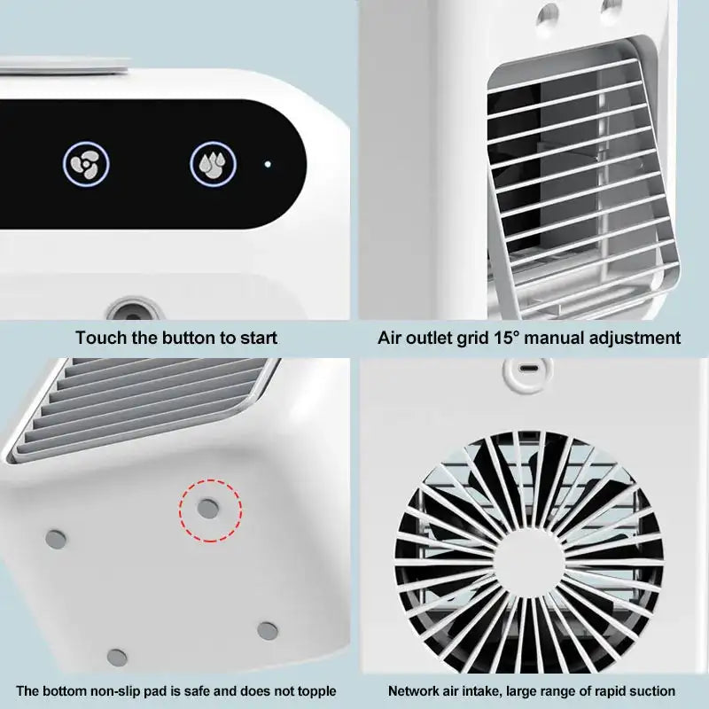 USB Rechargeable Humidifier Cooler Fan Dual Gear Spray Desk