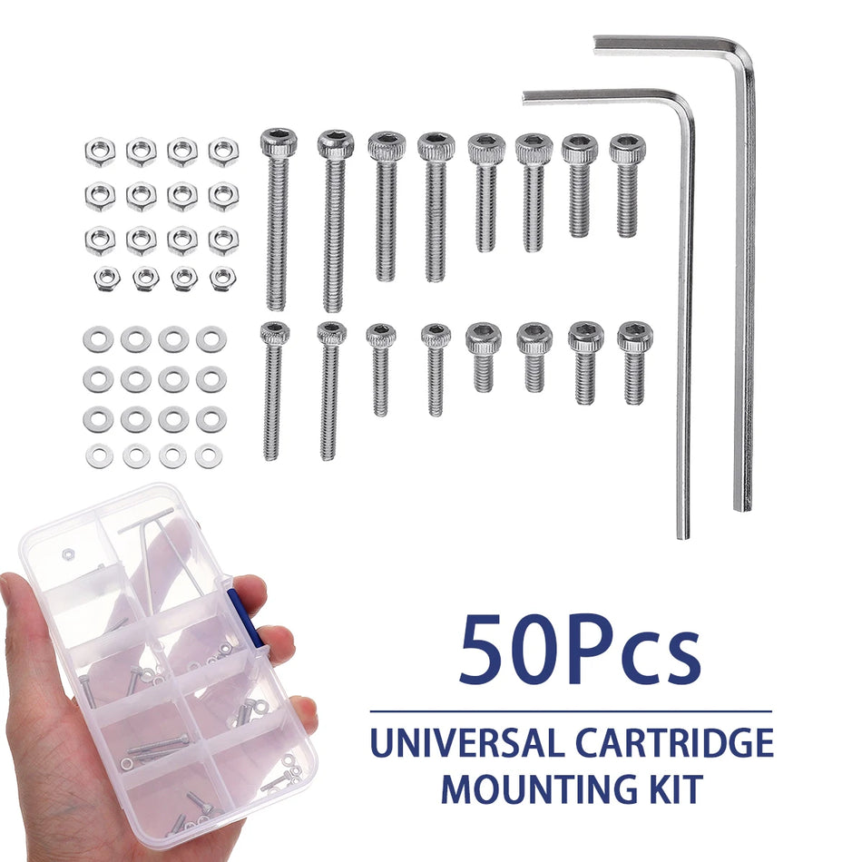 M2.5 Headshell Mounting Kit, 50 Pcs Stainless Steel Bolts and Nuts, with Case