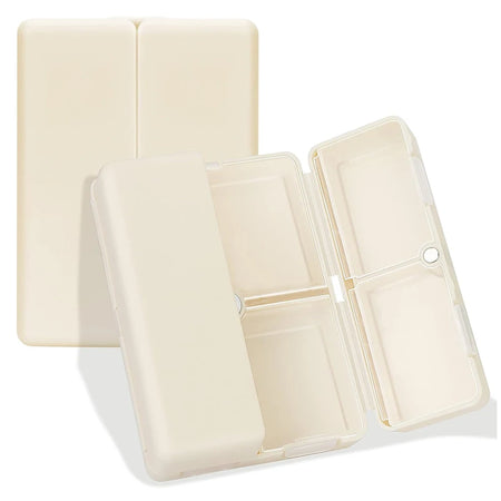 1Pcs Daily Pill Organizer &ndash; Portable Folding Design for Travel Beige