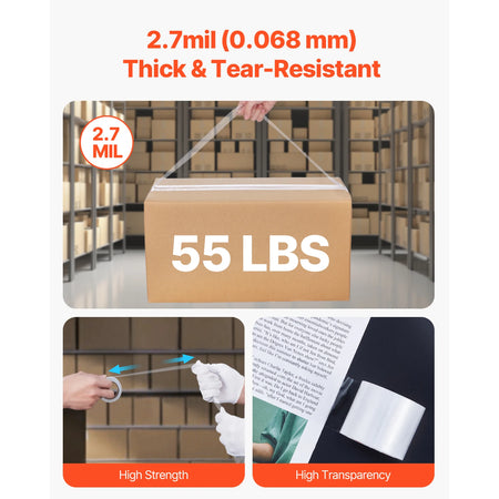 SucceBuy Clear Packing Tape 1.5in 2.7 Mil &ndash; With Dispenser