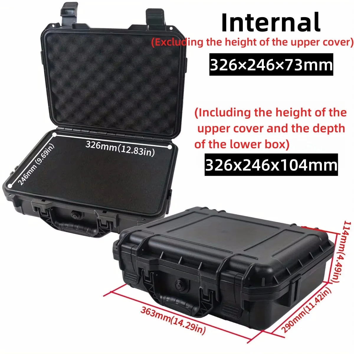 Waterproof Hard Carry Case Tool Box &ndash; Shockproof Organizer 363x290x114mm