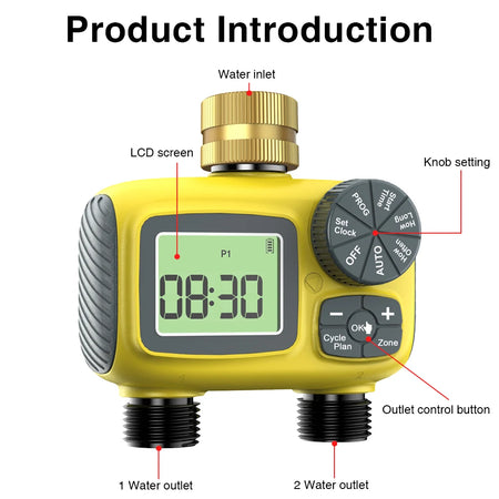 IP55 3/4 Inch Auto Water Timer 2 Outlets &ndash; Delay Watering