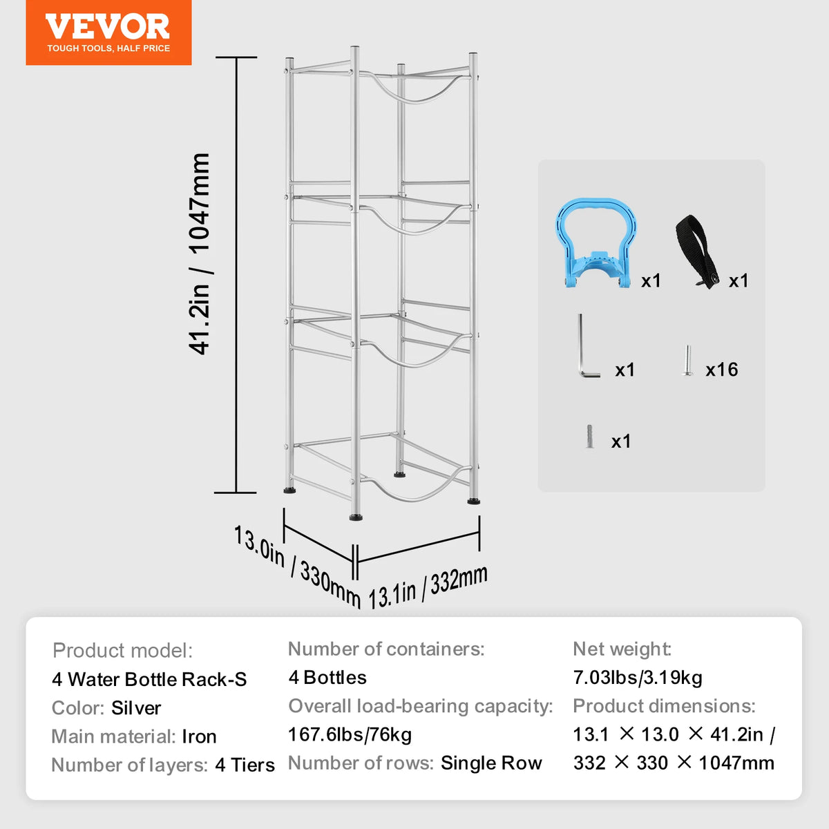 SucceBuy 3/4/5 Tiers Water Jug Holder &ndash; Easy Installation Silver 4layer 1 4 / Poland