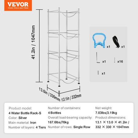 SucceBuy 3/4/5 Tiers Water Jug Holder &ndash; Easy Installation Silver 4layer 1 4 / Poland