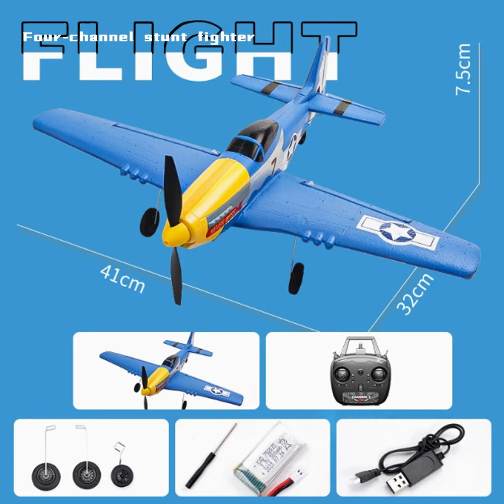 P51 Mustang RC Plane &ndash; One Key Aerobatic Flight Ready Blue