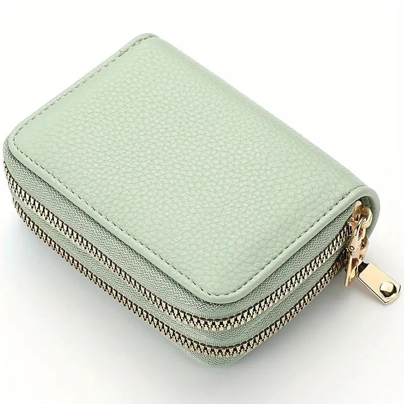 Women's Stylish Double Zipper Wallet with Large Capacity Coin Purse Light green