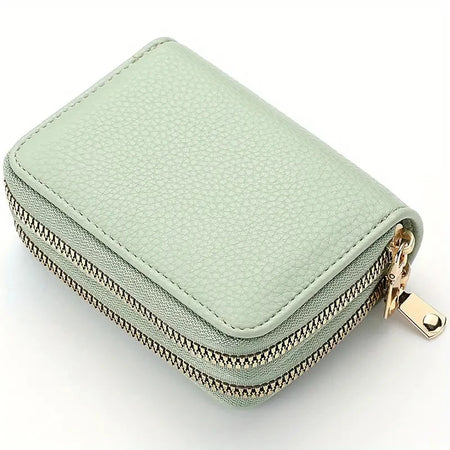 Women's Stylish Double Zipper Wallet with Large Capacity Coin Purse Light green