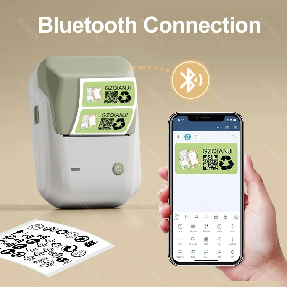 Portable Bluetooth Mini Thermal Label Printer For Mobile Labeling And Stickers