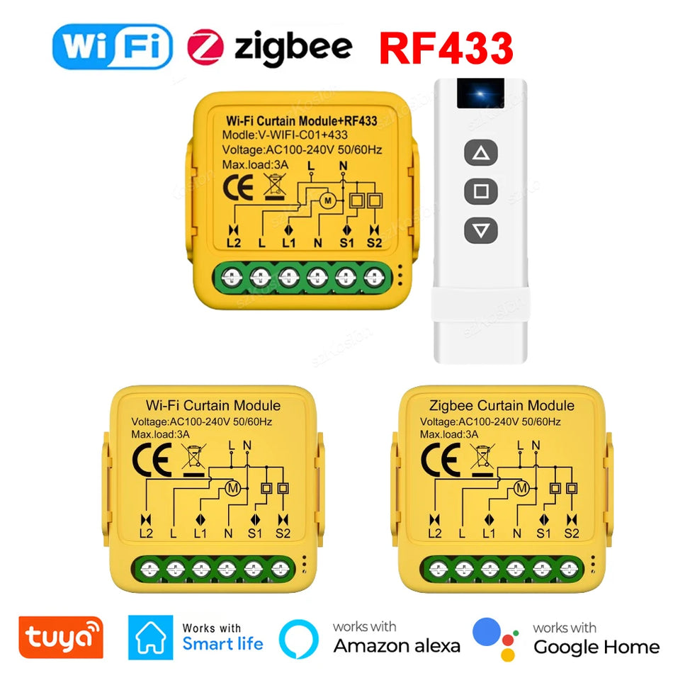 Interruttore per Motore di Tenda Intelligente con ZigBee, WiFi, RF433 per Alexa e Google