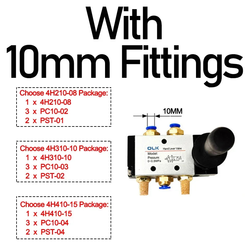 Air Valve Switch 4H210-08 4H310-10 4H410-15 &ndash; Direct Acting With 10mm Fittings / 4H210-08