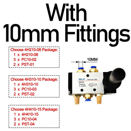 Air Valve Switch 4H210-08 4H310-10 4H410-15 &ndash; Direct Acting With 10mm Fittings / 4H210-08