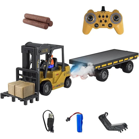 2In1 RC Forklift Truck With Trailer &ndash; Realistic Sound QH9014D
