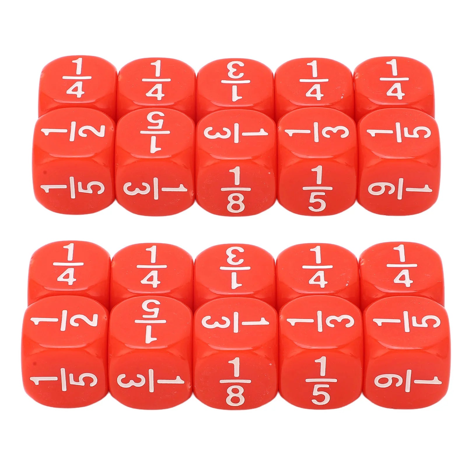 20Pcs Fraction Dice Class Set &ndash; Ideal For Math Practice Red / CHINA