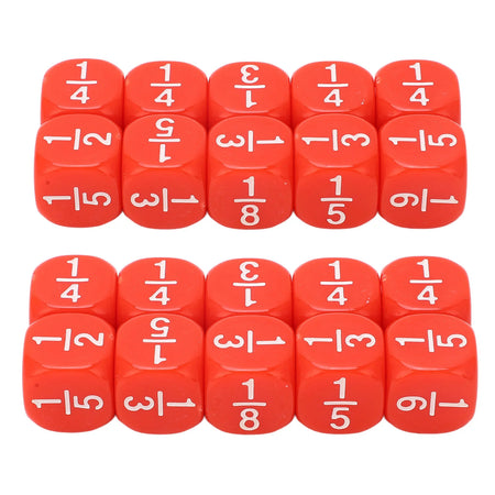20Pcs Fraction Dice Class Set &ndash; Ideal For Math Practice Red / CHINA