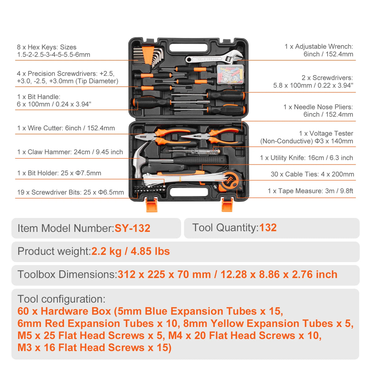 SucceBuy Tool Kit With Portable Case &ndash; Comprehensive Tools 132pcs / United States