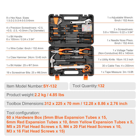 SucceBuy Tool Kit With Portable Case &ndash; Comprehensive Tools 132pcs / United States