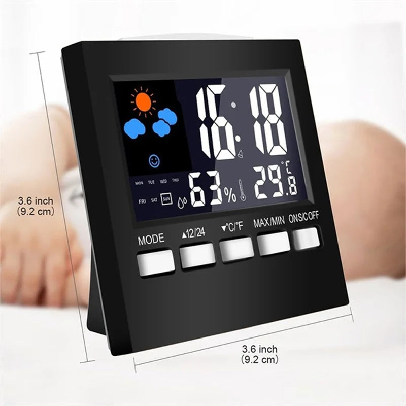 Temperature Humidity Alarm Clock &ndash; Colorful LCD Backlight