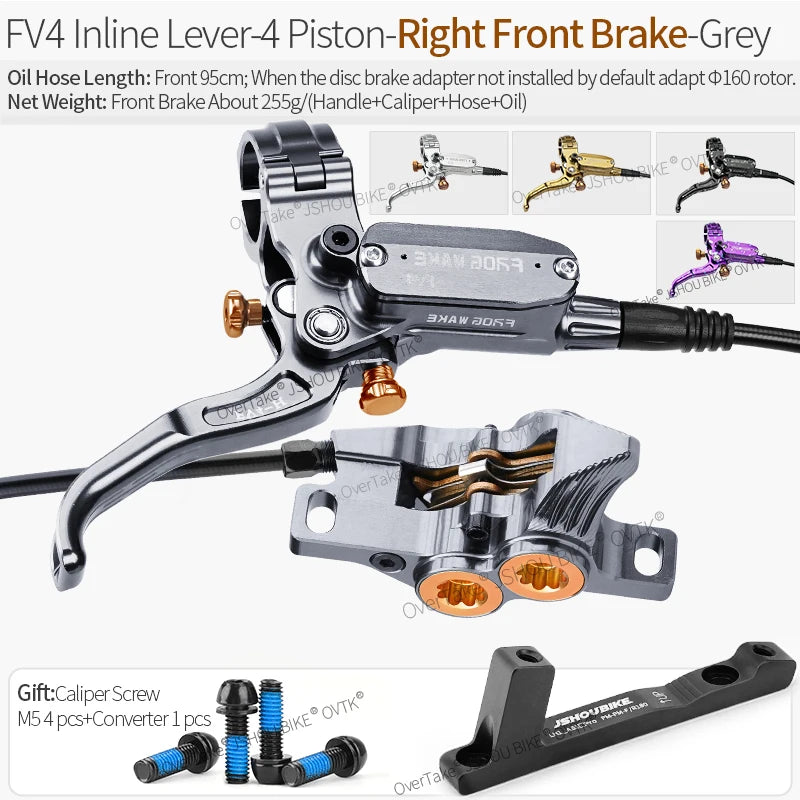 Frog Wake FV4 MTB Hydraulic Disc Brake Kit &ndash; 4 Piston FV4-IN-R-FRNT GREY