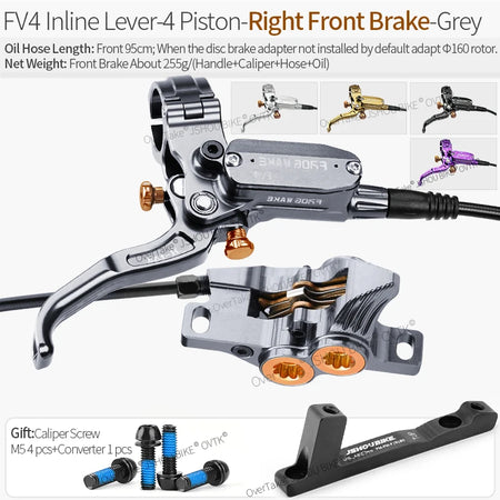 Frog Wake FV4 MTB Hydraulic Disc Brake Kit &ndash; 4 Piston FV4-IN-R-FRNT GREY